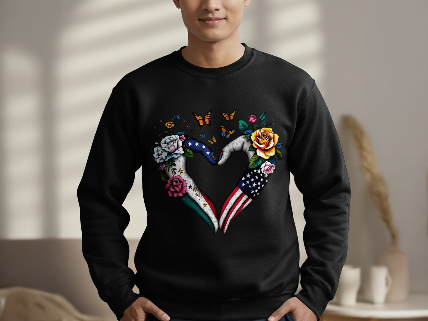 Colorful Heart Design with Butterfly Sweatshirt product