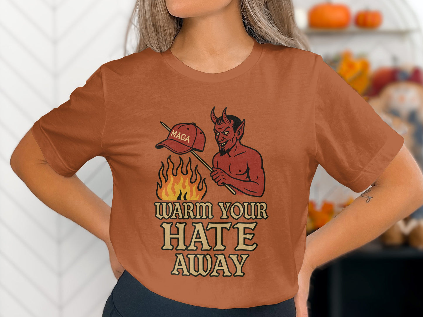 Warm Your Hate Away Devil T-Shirt product