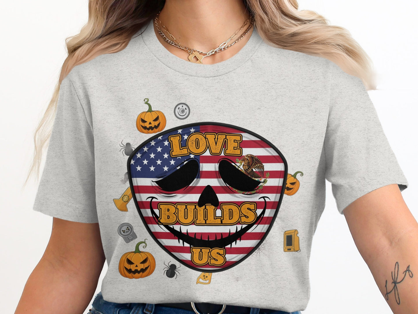 Love Builds Us American Flag Design Shirt product