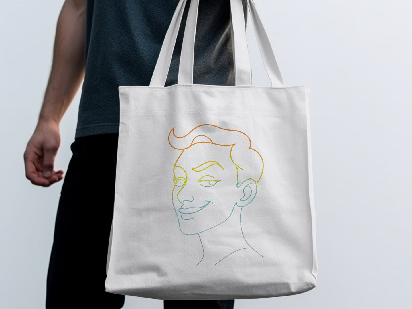 Stylish Tote Bag with Minimalist Face Drawing product type