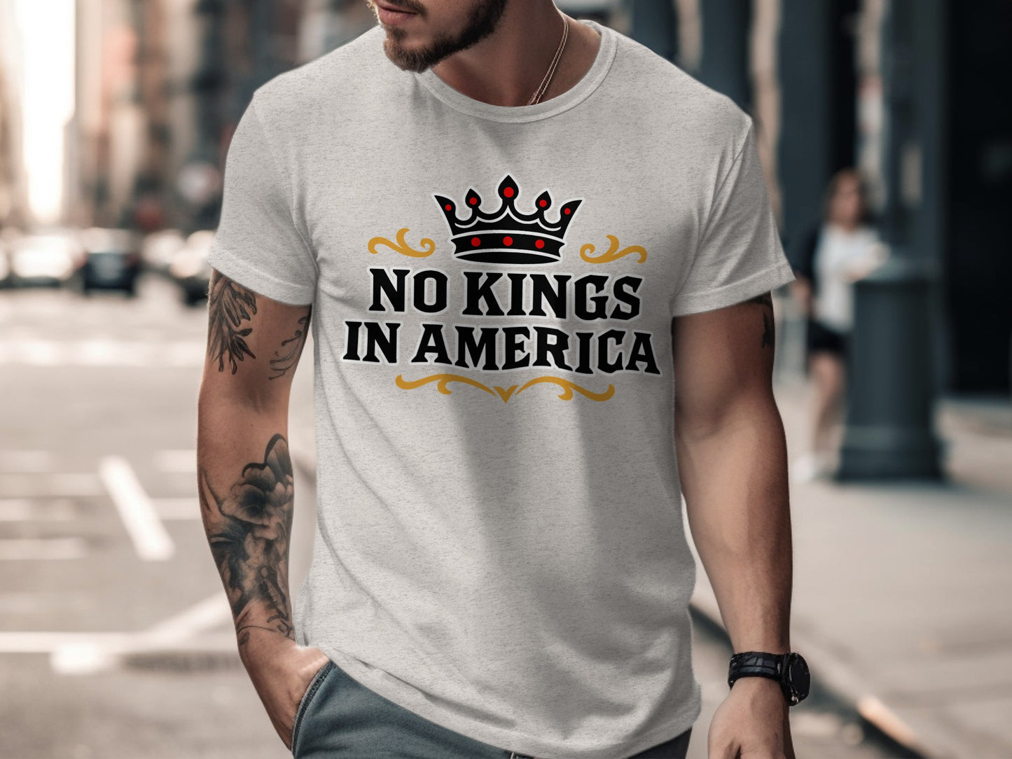 No Kings in America Bold Statement T-Shirt Product