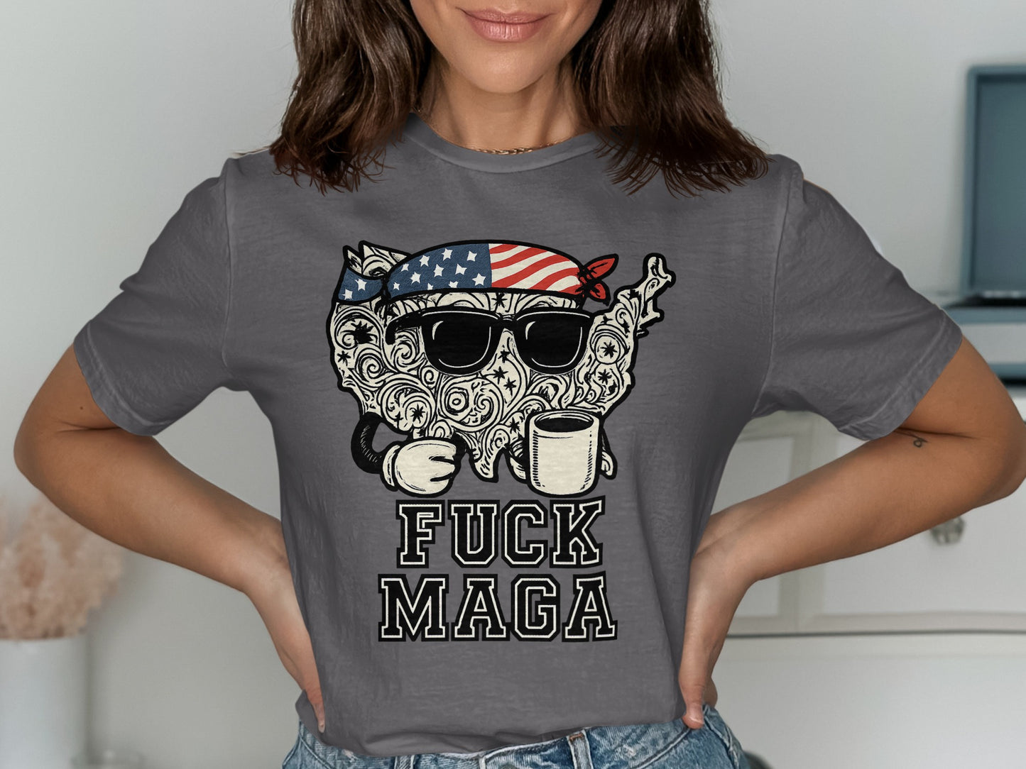 Patriotic Statement Fuck MAGA Graphic Tee product