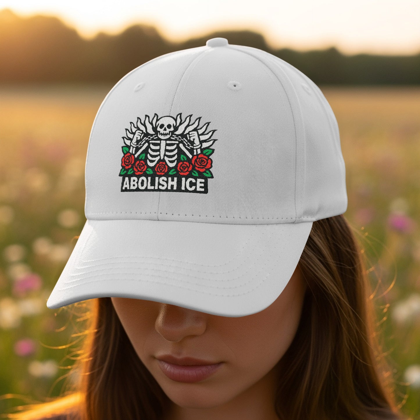 Abolish ICE Embroidered Hat with Skull Design product