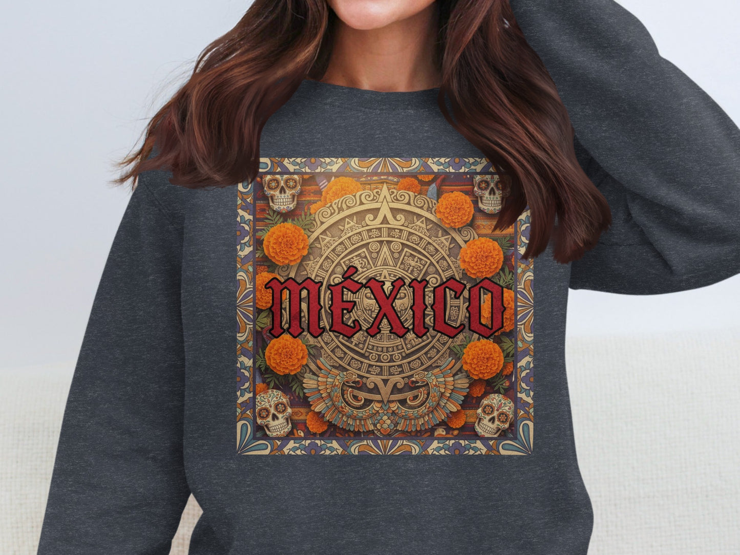 Mexico Skull Print Sweatshirt Unique Style Product
