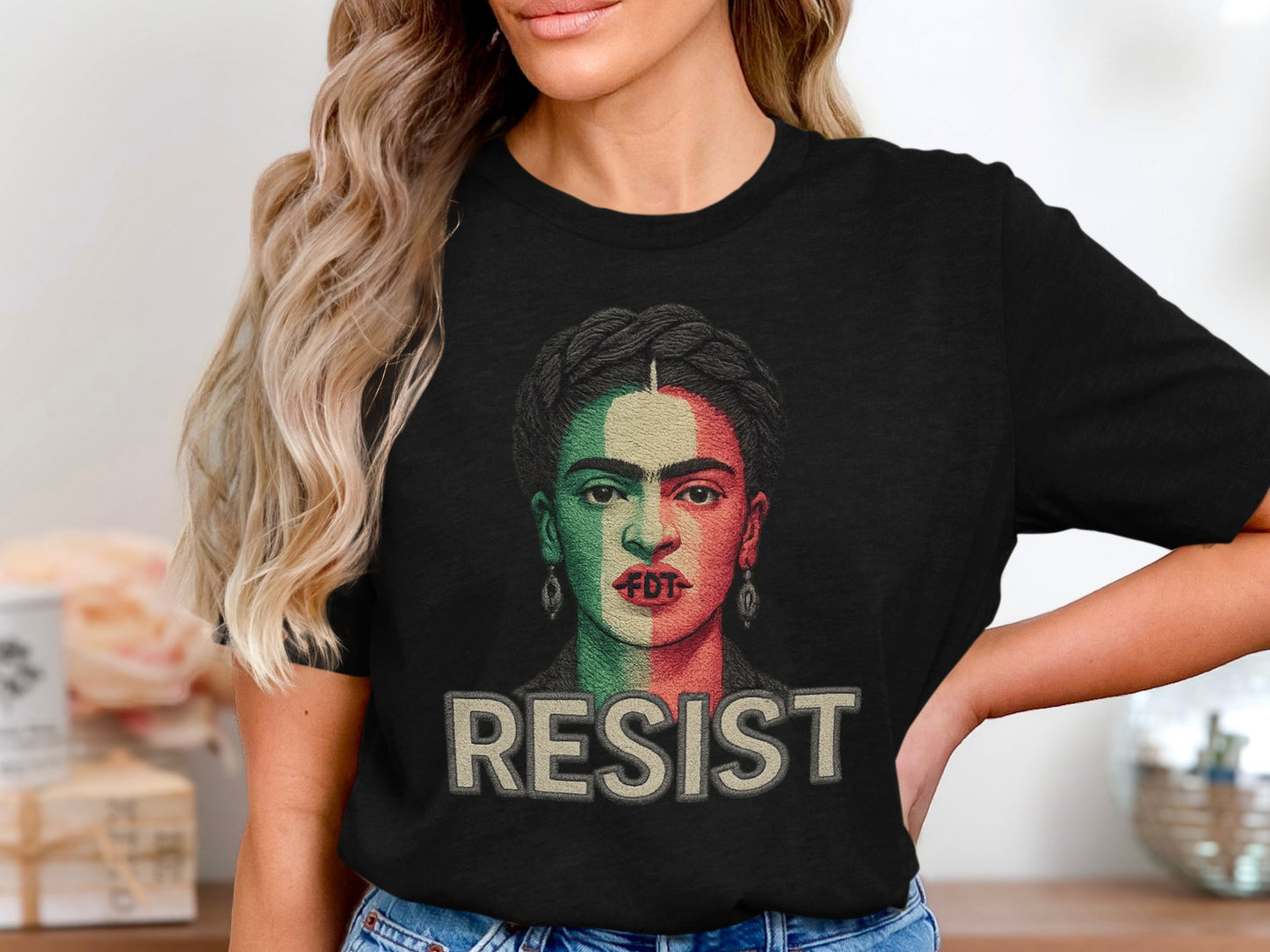 Resist Graphic Tee with Inspirational Design Shirt