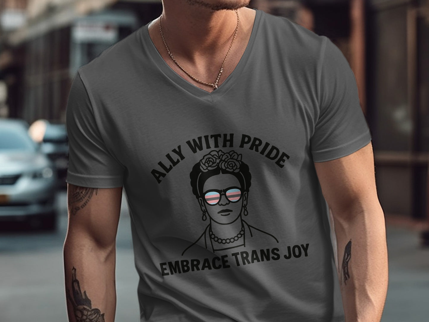 Ally With Pride Embrace Trans Joy V-neck T-shirt product