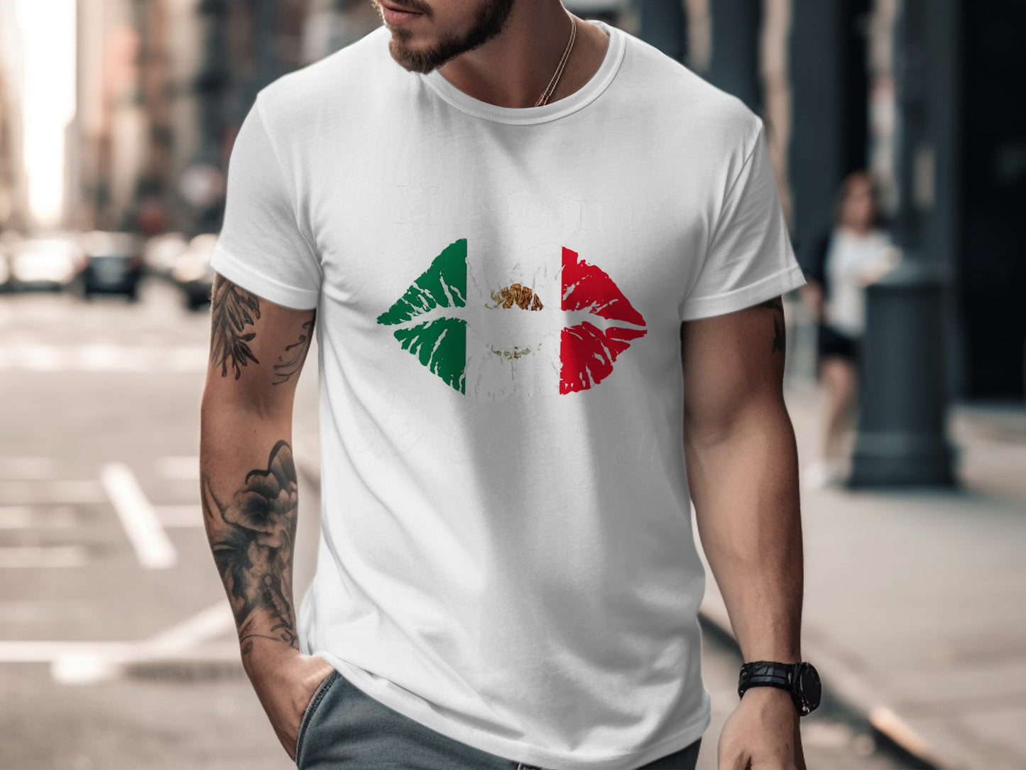 Stylish Mexican Flag Lips Design T-Shirt product type