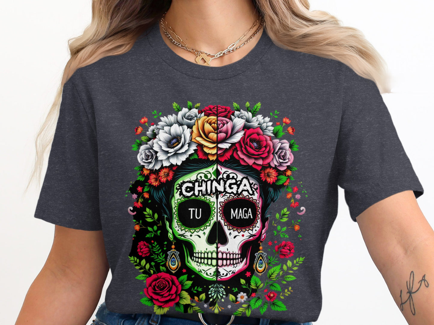 Vibrant Skull Design Graphic T-shirt top product