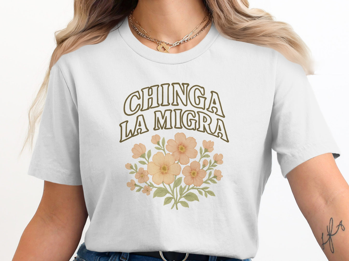 Floral Chinga La Migra Graphic Tee shirt product type