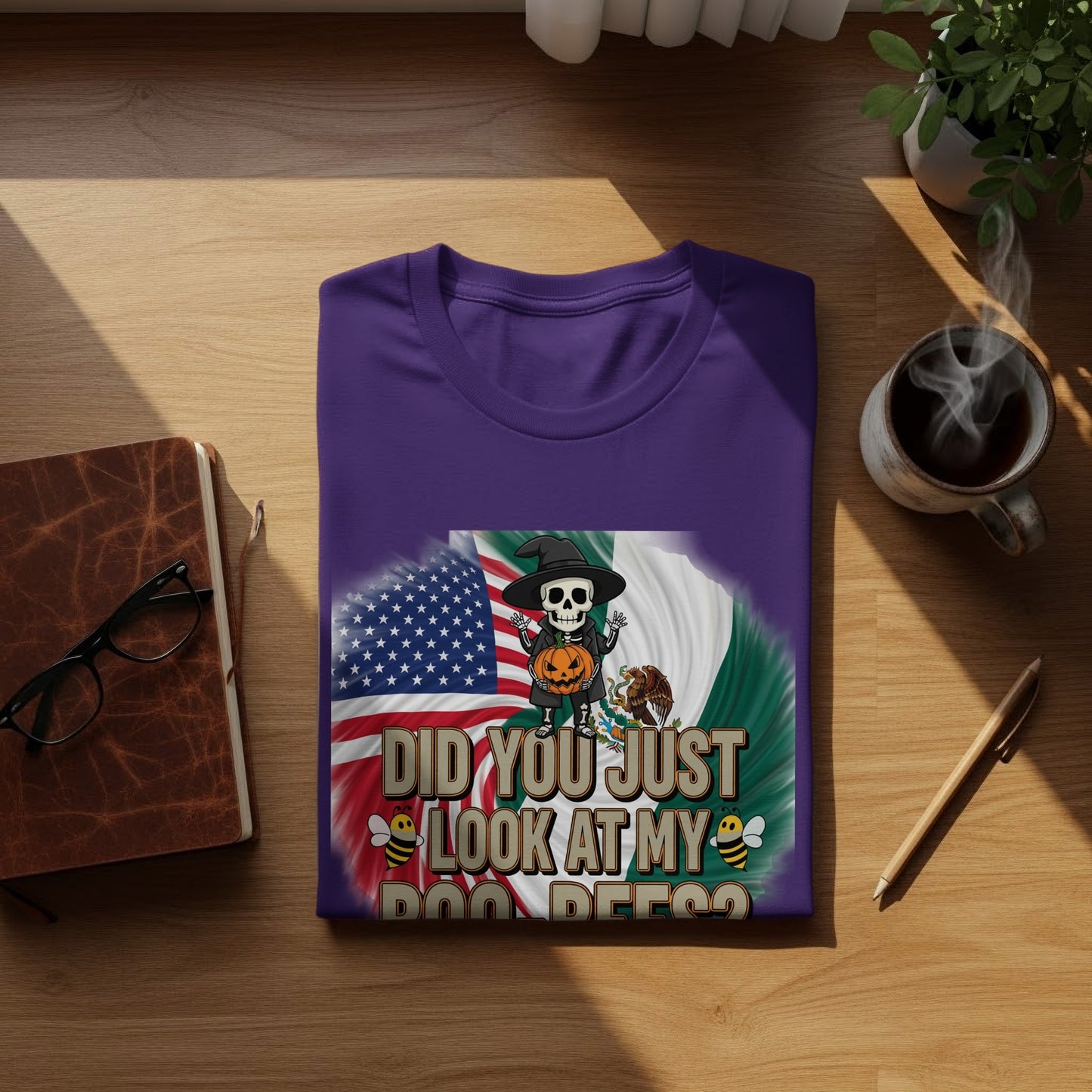 Funny Halloween Skeleton with Flags Graphic Shirt product