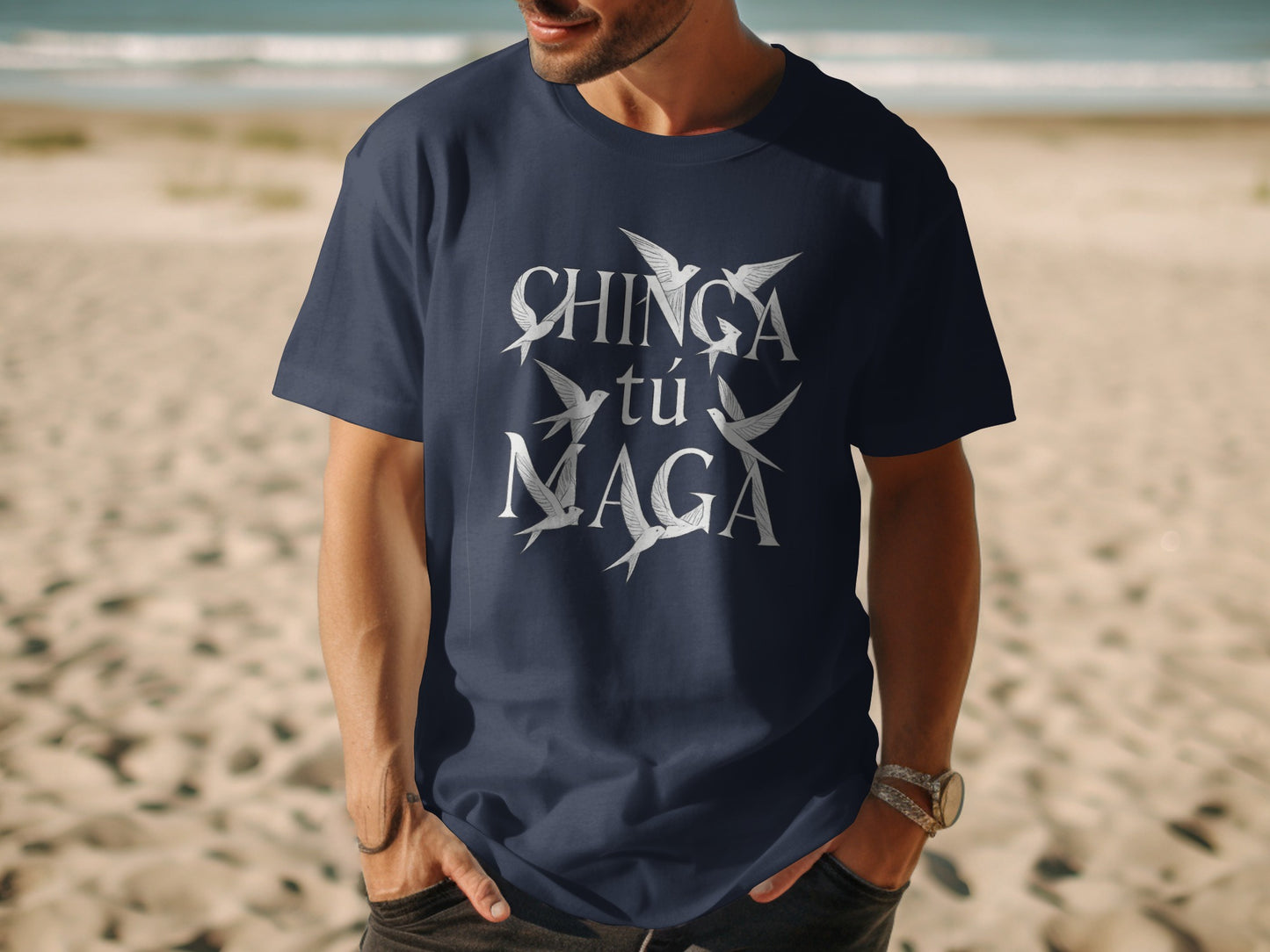 Chinga Tu Maga Letter Print Novelty Graphic T-Shirt product