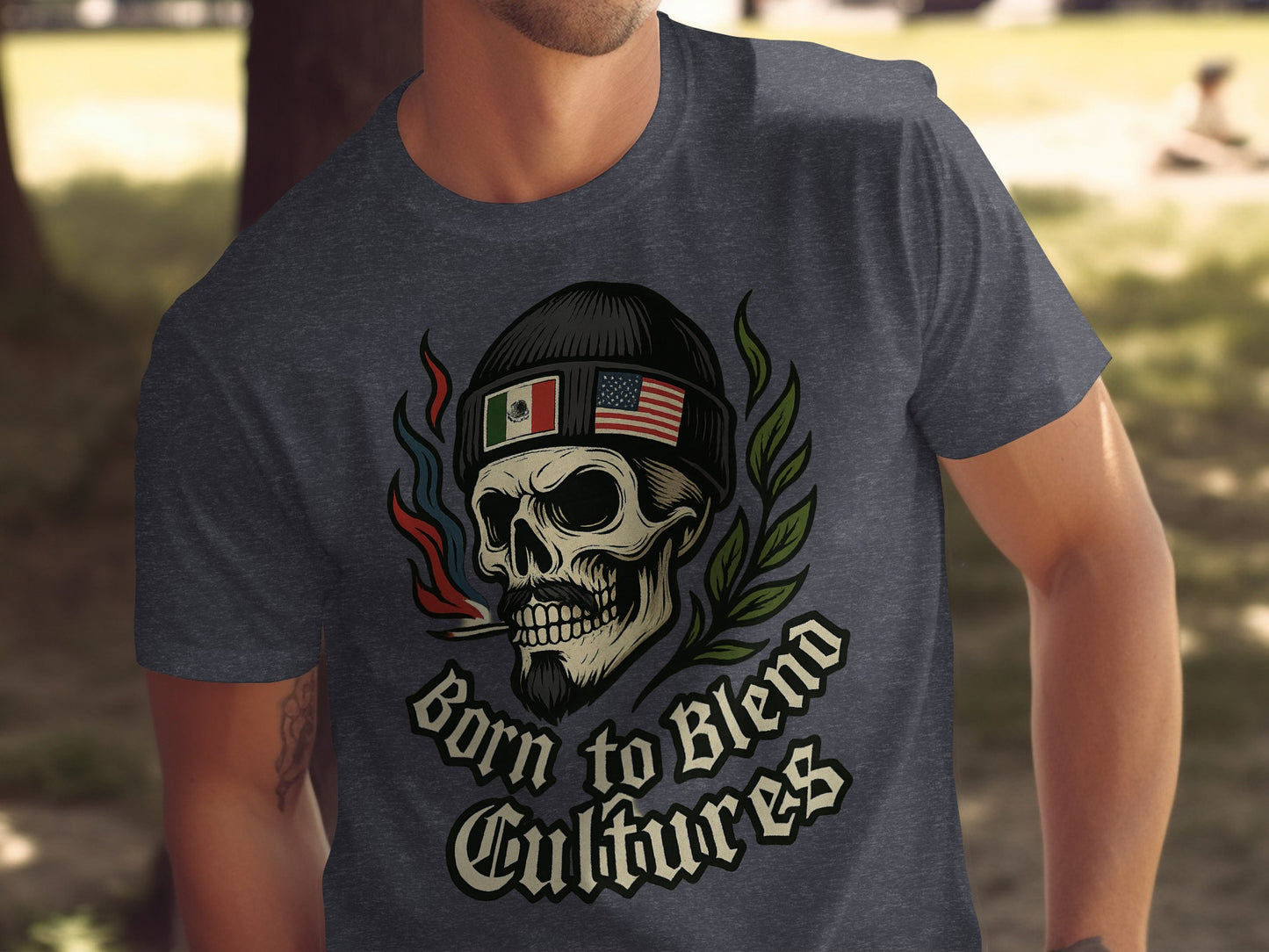 Born to Blend Cultures Skull Graphic T-shirt product
