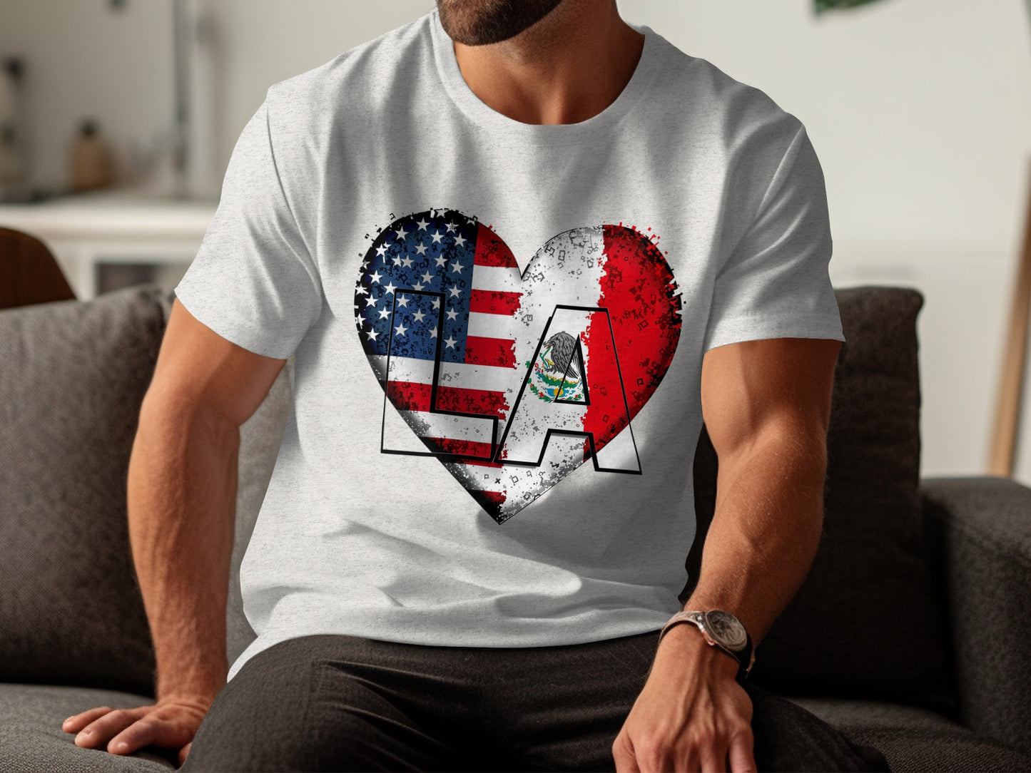 Heart Shaped LA Mexico USA Design Graphic T-Shirt product