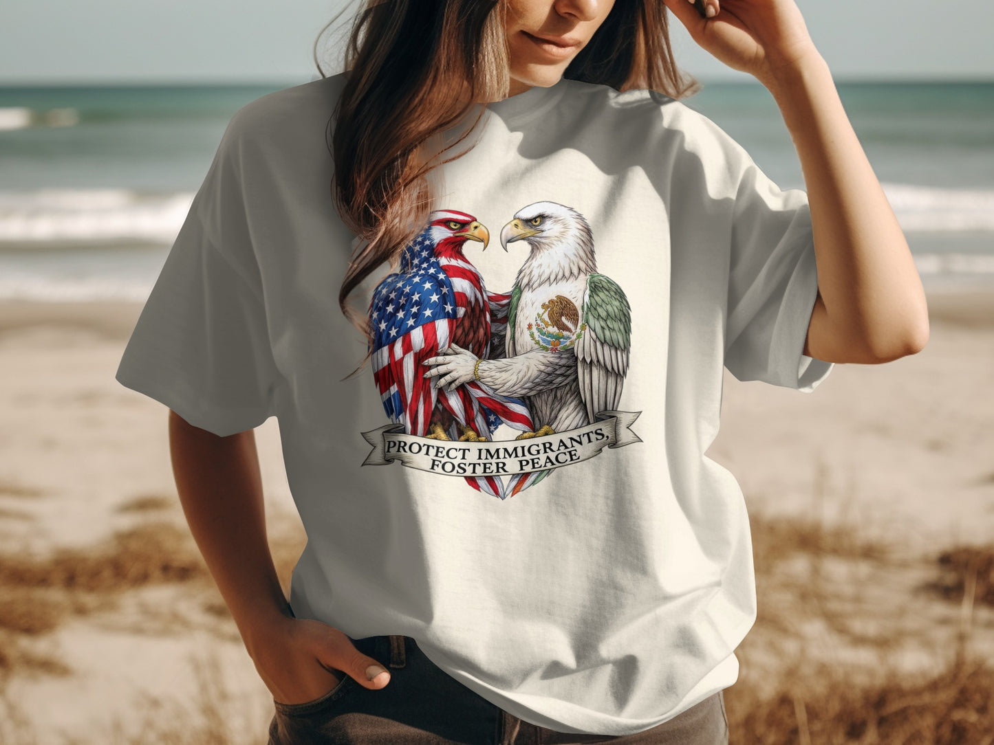 Protect Immigrants Foster Peace Graphic T-shirt product