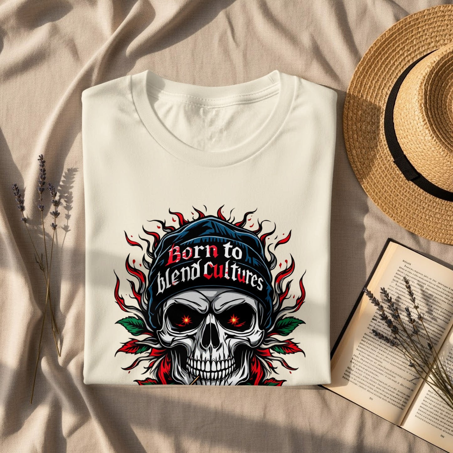 Born to Blend Cultures Skull Graphic T-Shirt product