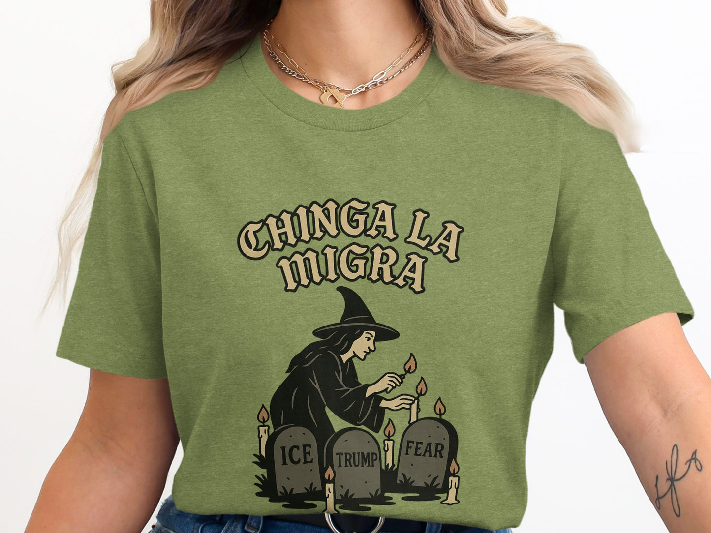 Witch Design Chinga La Migra Graphic T-shirt product
