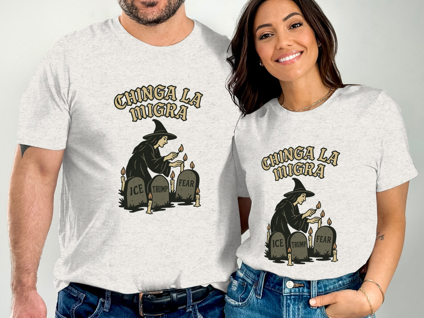 Chinga La Migra Graphic Couple T-shirt product