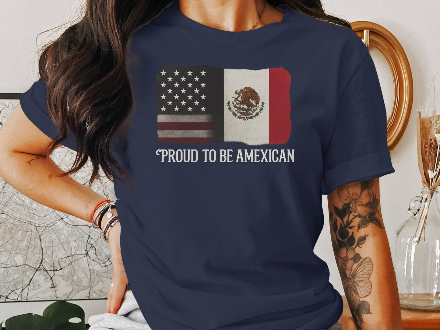 Proud to Be Amexican American Mexican Flags T-Shirt product