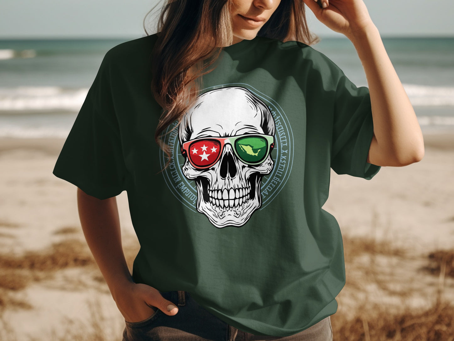 Skull with Stylish Sunglasses Graphic Tee product