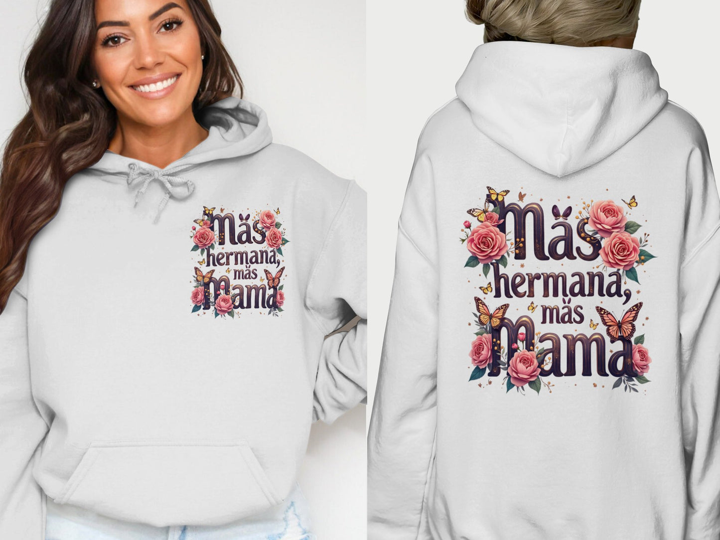 Más Hermana Más Mama Floral Design Hoodie product type