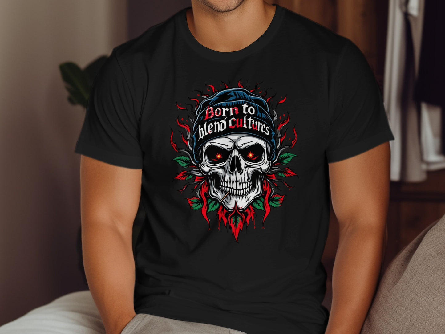 Born to Blend Cultures Skull Graphic T-Shirt product