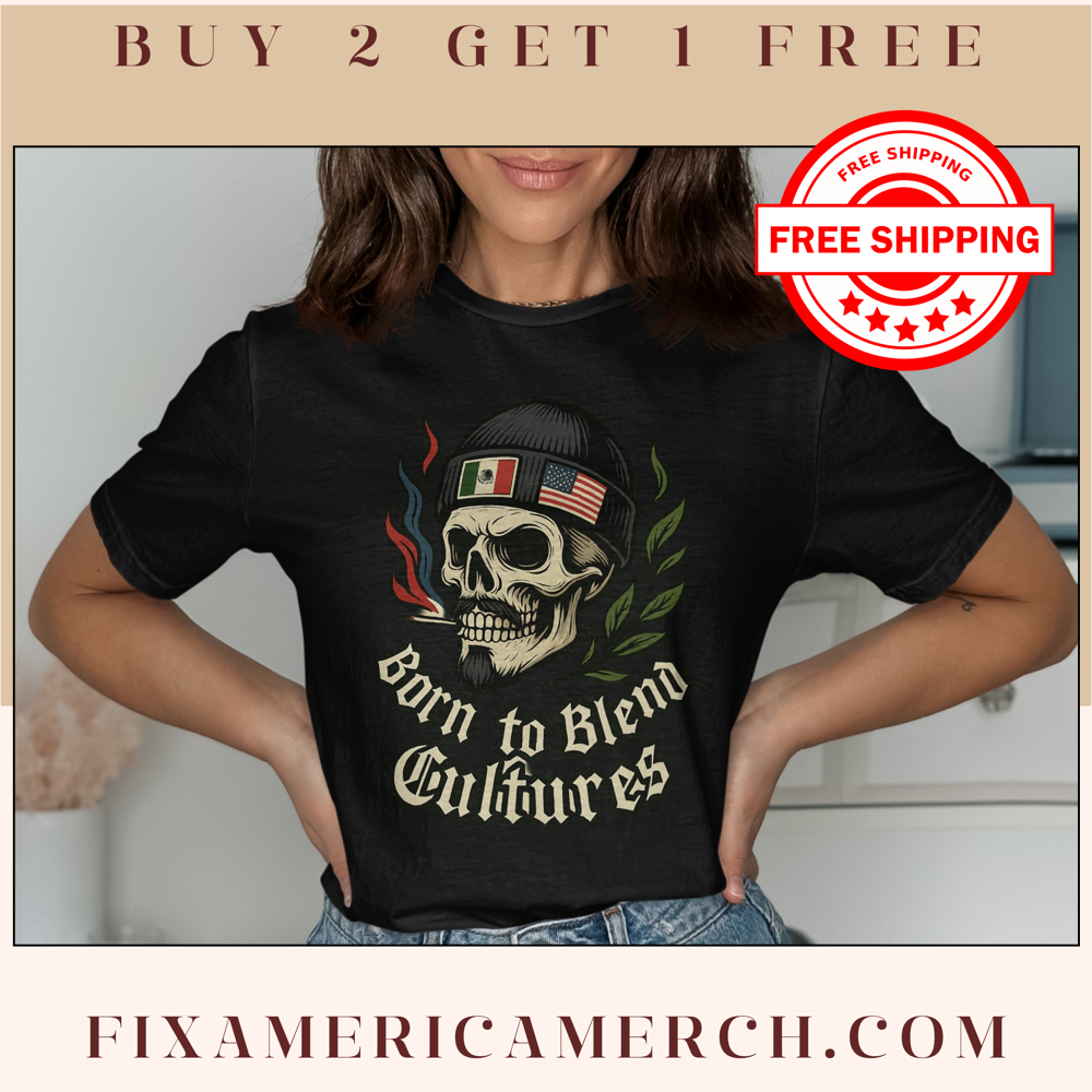 Born to Blend Cultures Skull Graphic Tee product