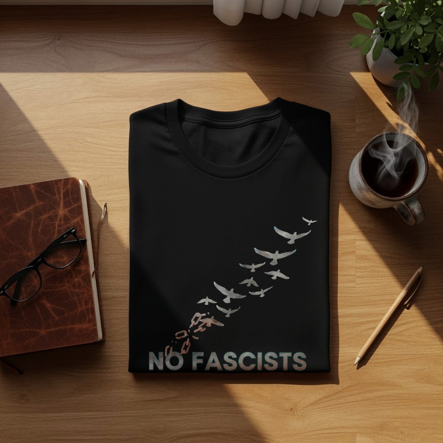 No Fascists Migrating Birds Graphic T-Shirt