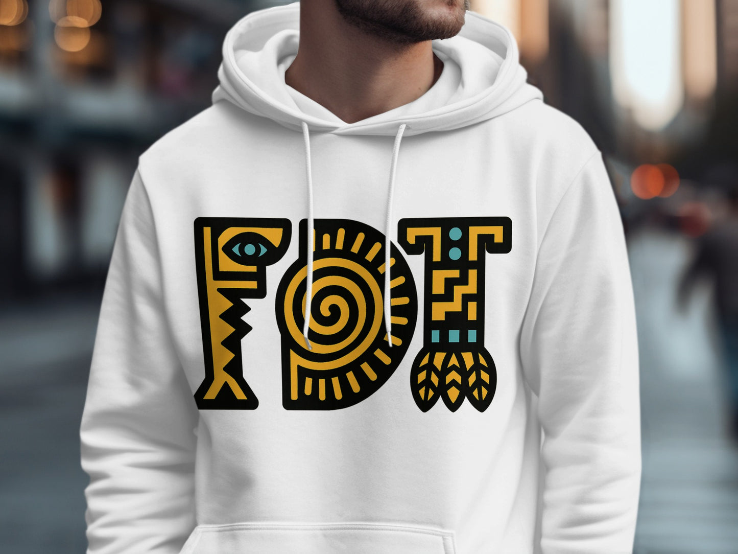 Bold Artistic Design White Hoodie product type