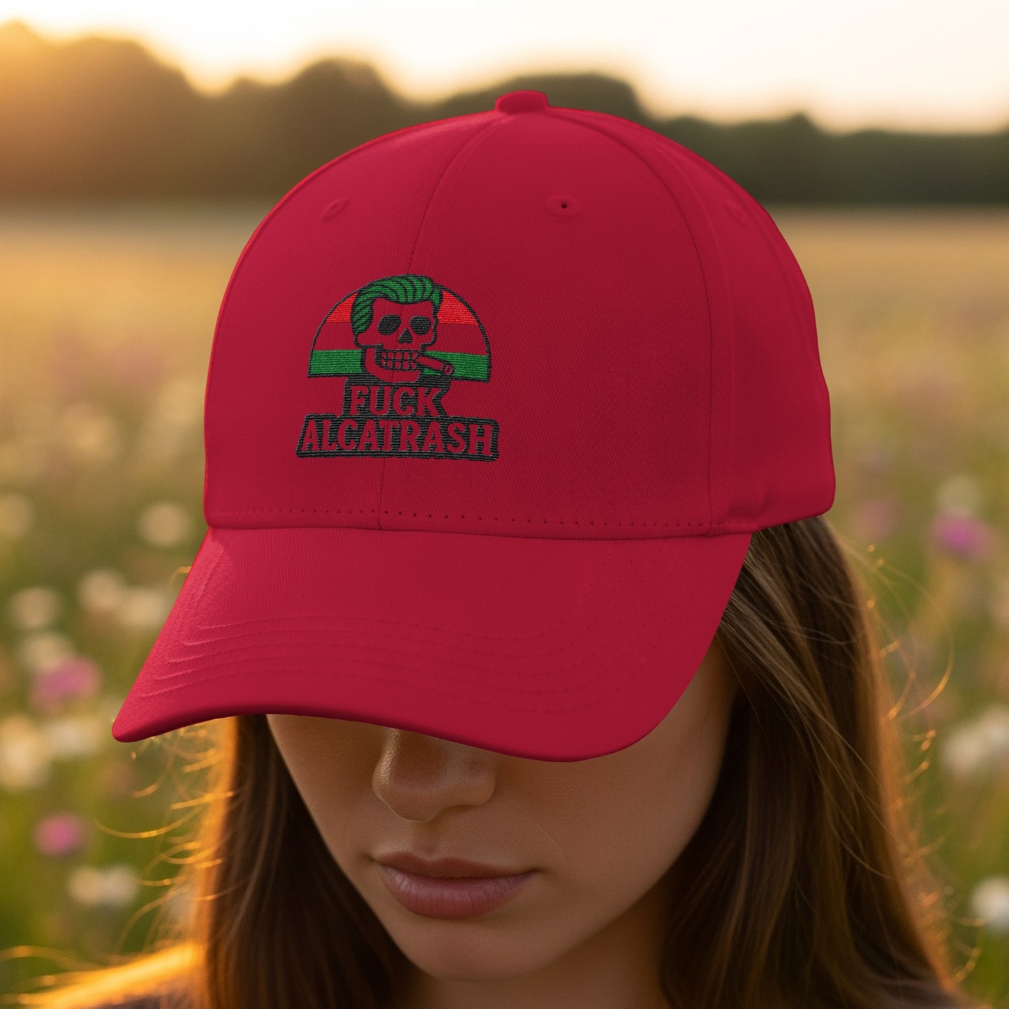 Skull Design Fuck Alcatrash Red Cap Hat product