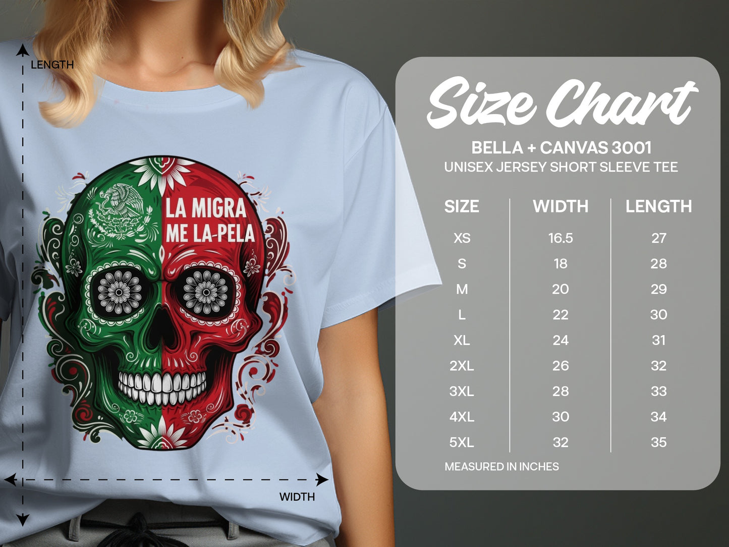 La Migra Me La Pela Skull Design Graphic Tee product