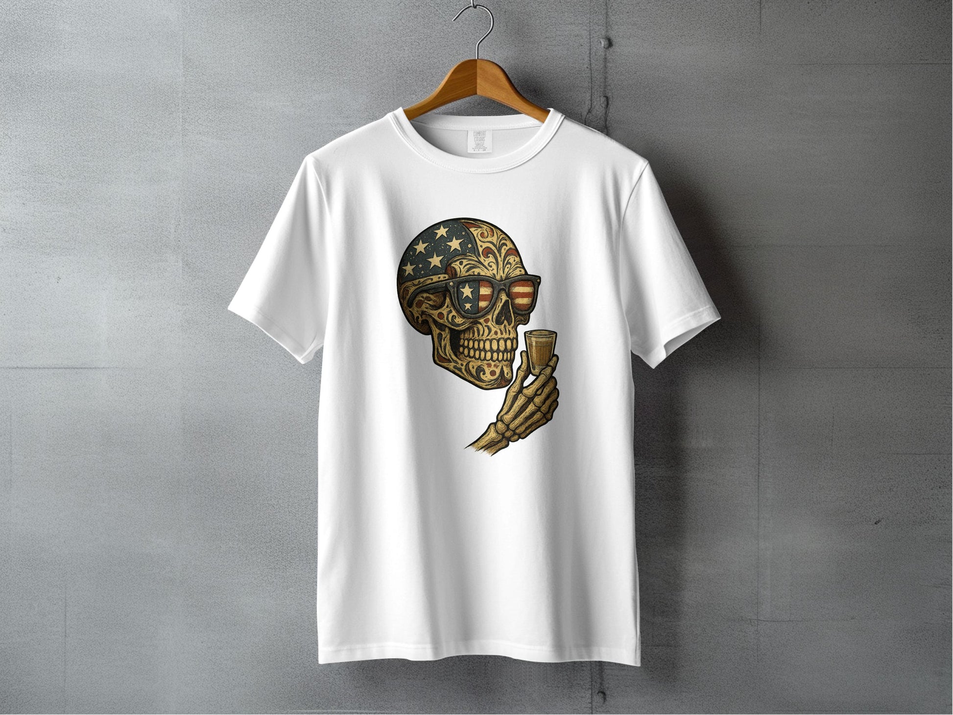 Unique Skull Design Graphic White T-Shirt product