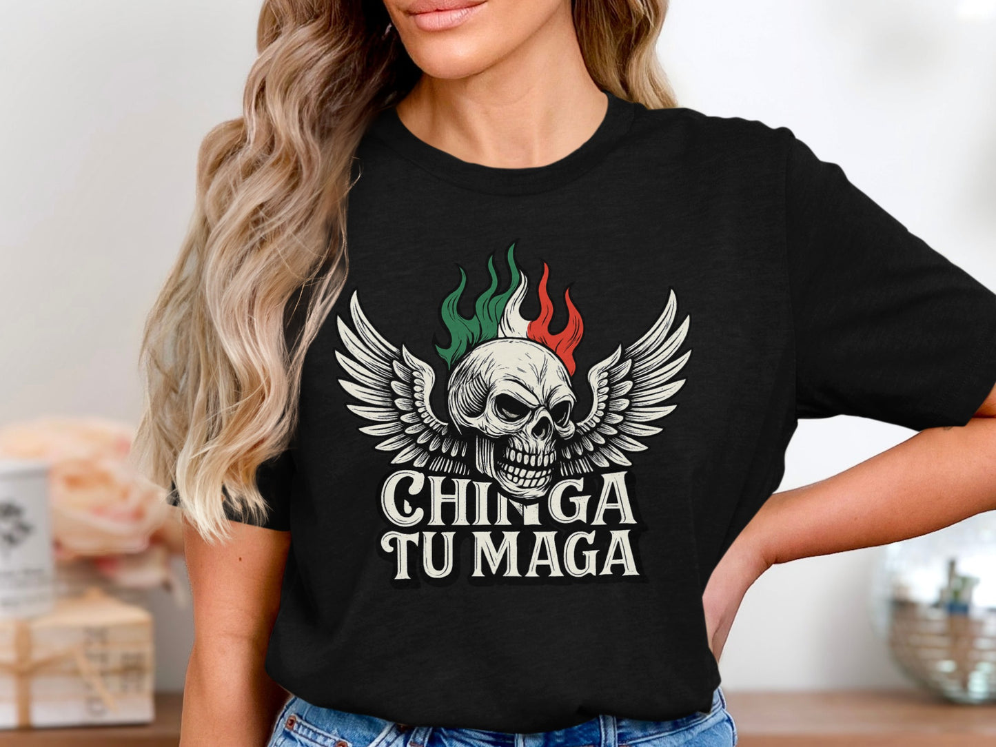 Chingga Tu Maga Skull and Wings Graphic Tee product type