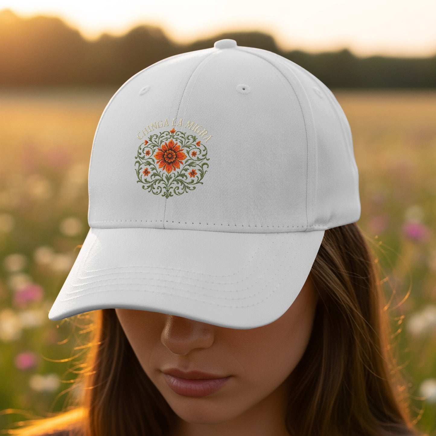 Chinga La Migra Embroidered White Baseball Cap product