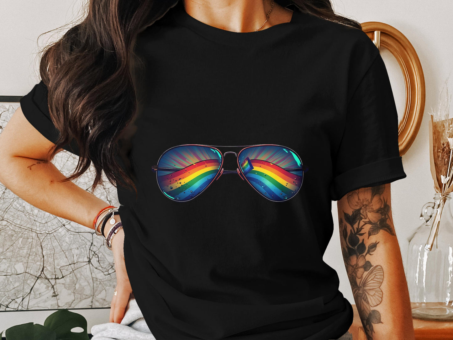 Vibrant Rainbow Sunglasses Graphic T-Shirt product type