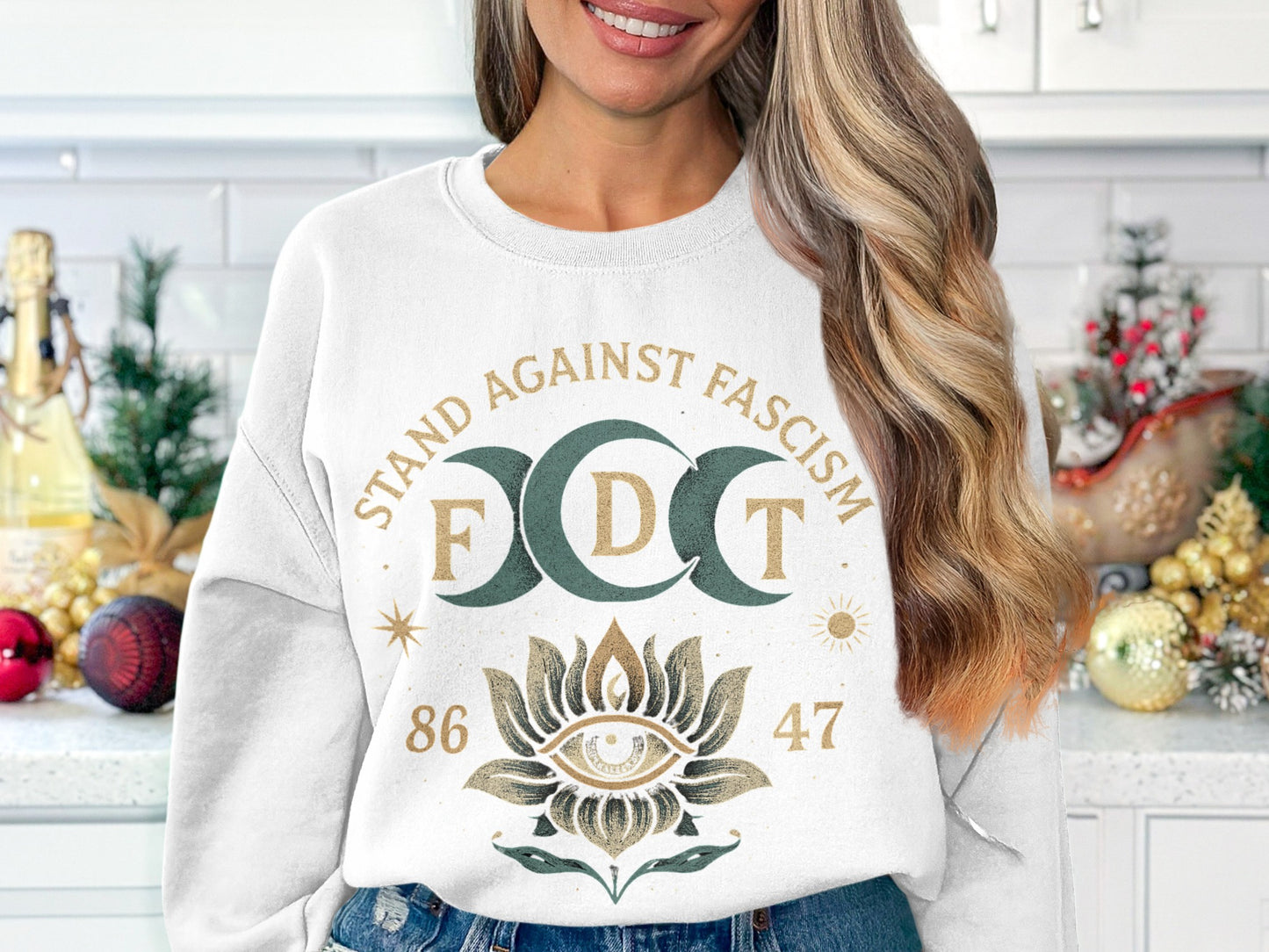 Stand Against Fascism FDT Lotus Eye Sweatshirt product type