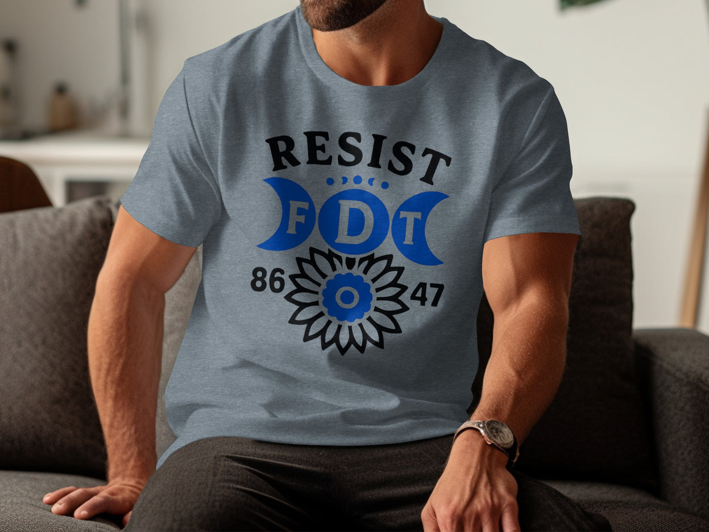Resist FDT 8647 Blue Crescent Moon Graphic Shirt product