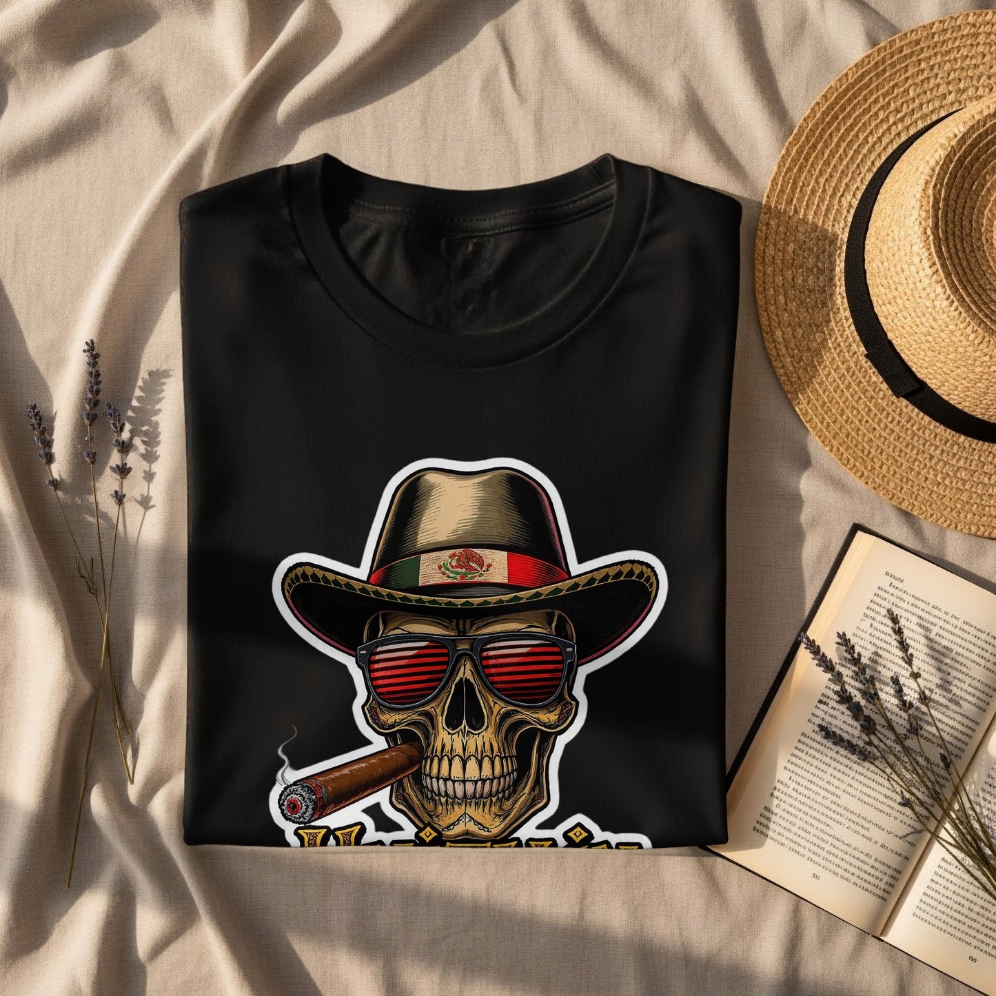 Stylish Skull Cowboy Hat Smoking Cigar Artistic T-shirt product