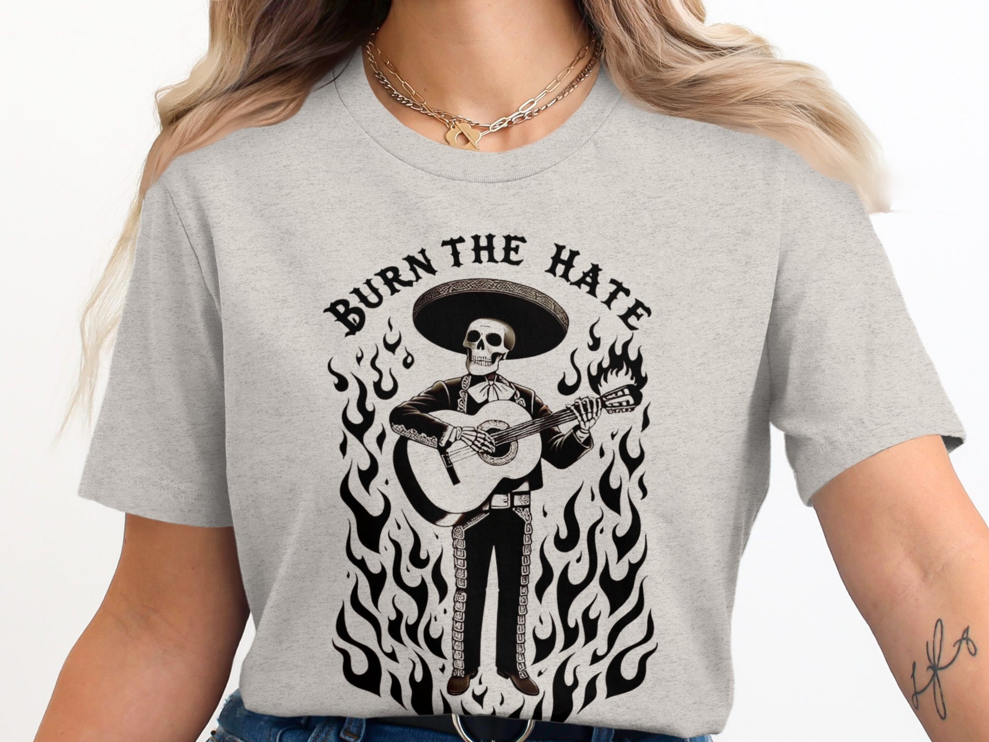 Burn The Hate Skeleton Guitarist T-Shirt product
