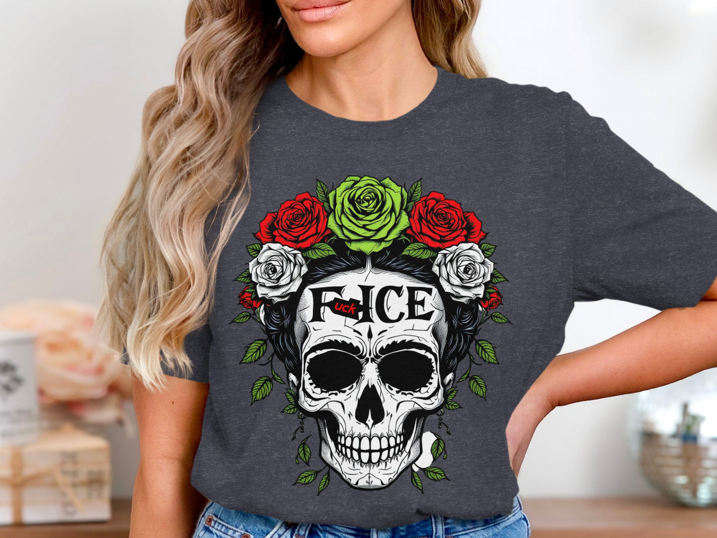 Skull with Roses Graphic Design T-Shirt product type