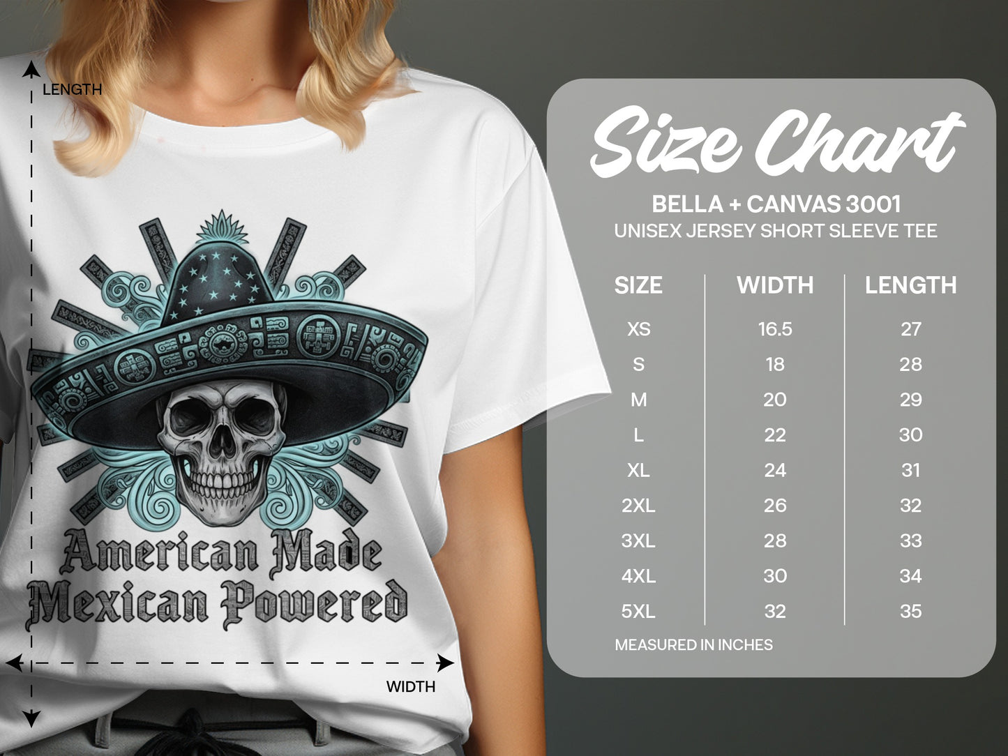 American Made Mexican Powered Skull Design Shirt