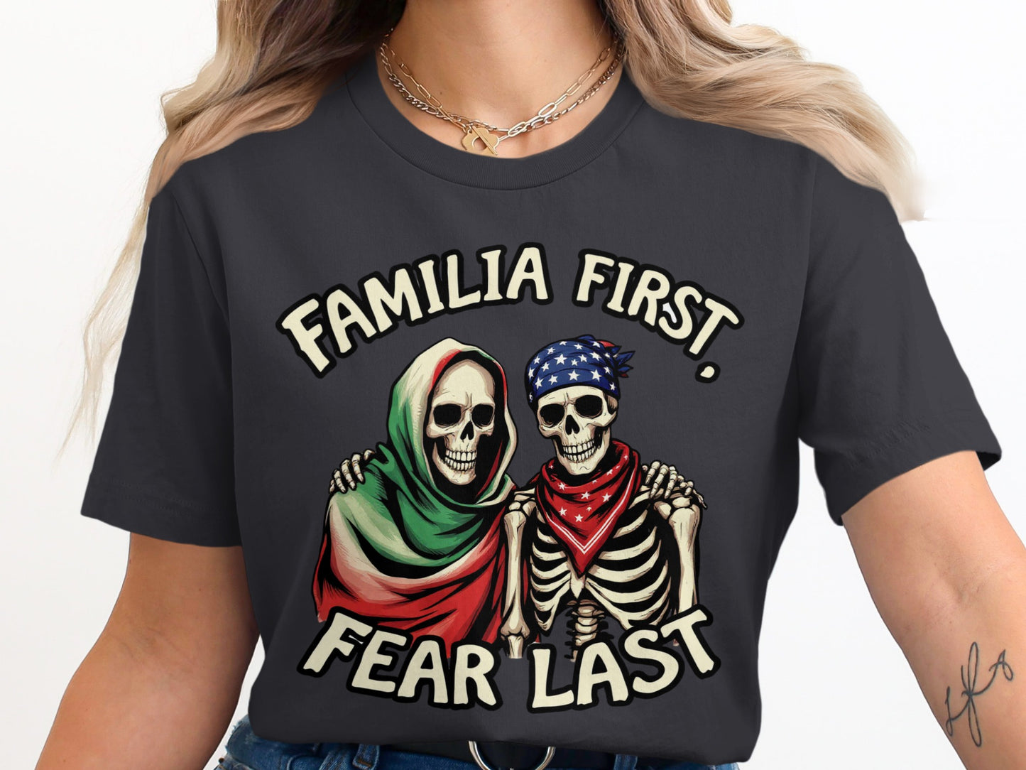 Familia First Fear Last Skeleton Printed Shirt product