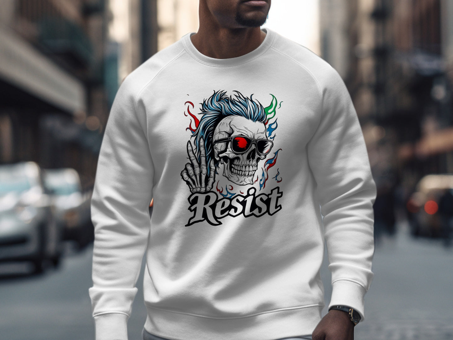 Resist Skull Motif Casual Wear Sweatshirt Product