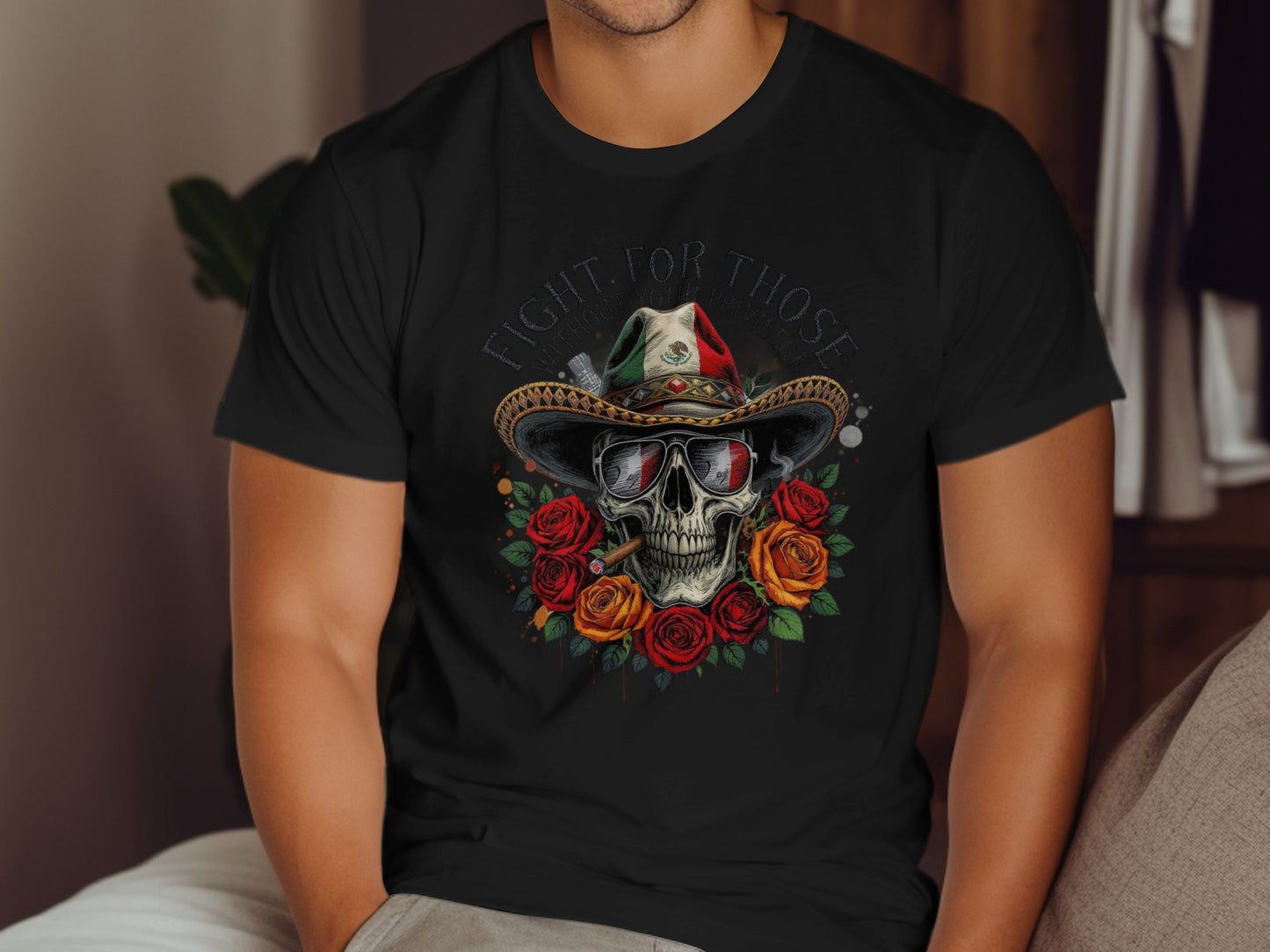 Fight For Those Skull with Hat and Roses T-shirt product