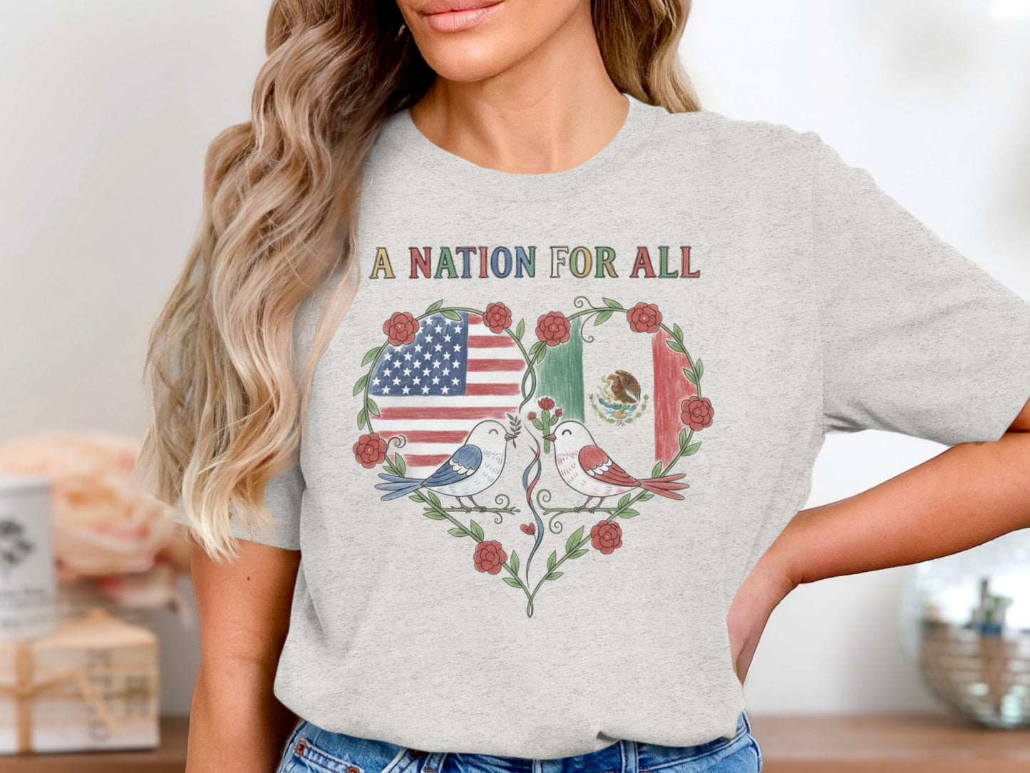 A Nation For All Dove Heart Graphic T-Shirt product