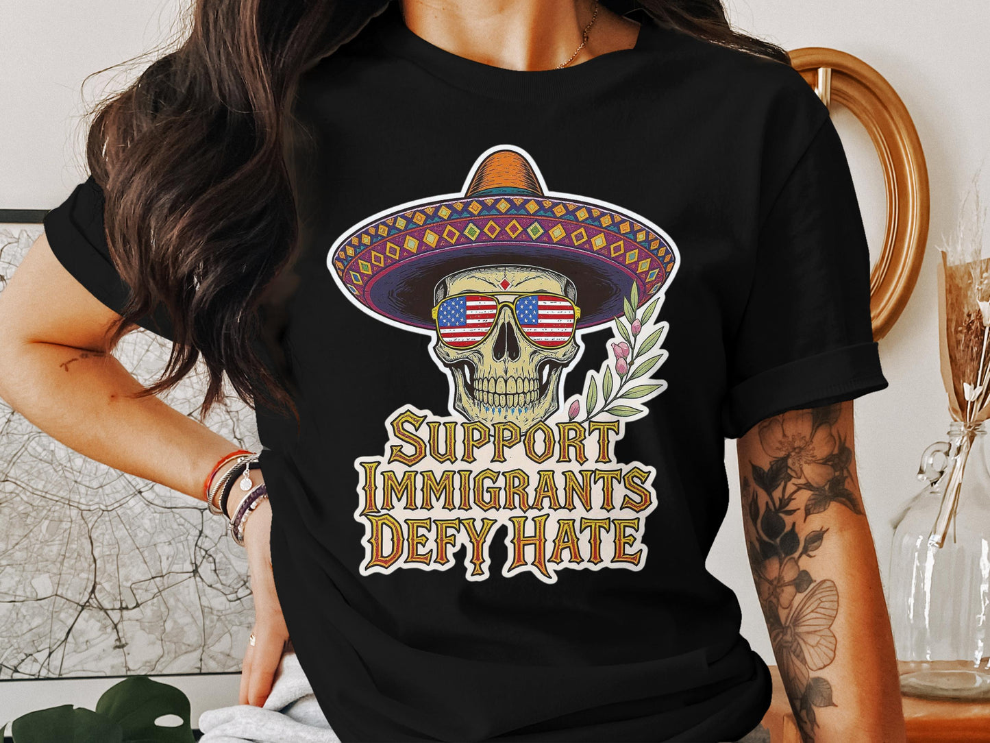 Support Immigrants Defy Hate Graphic T-shirt product type