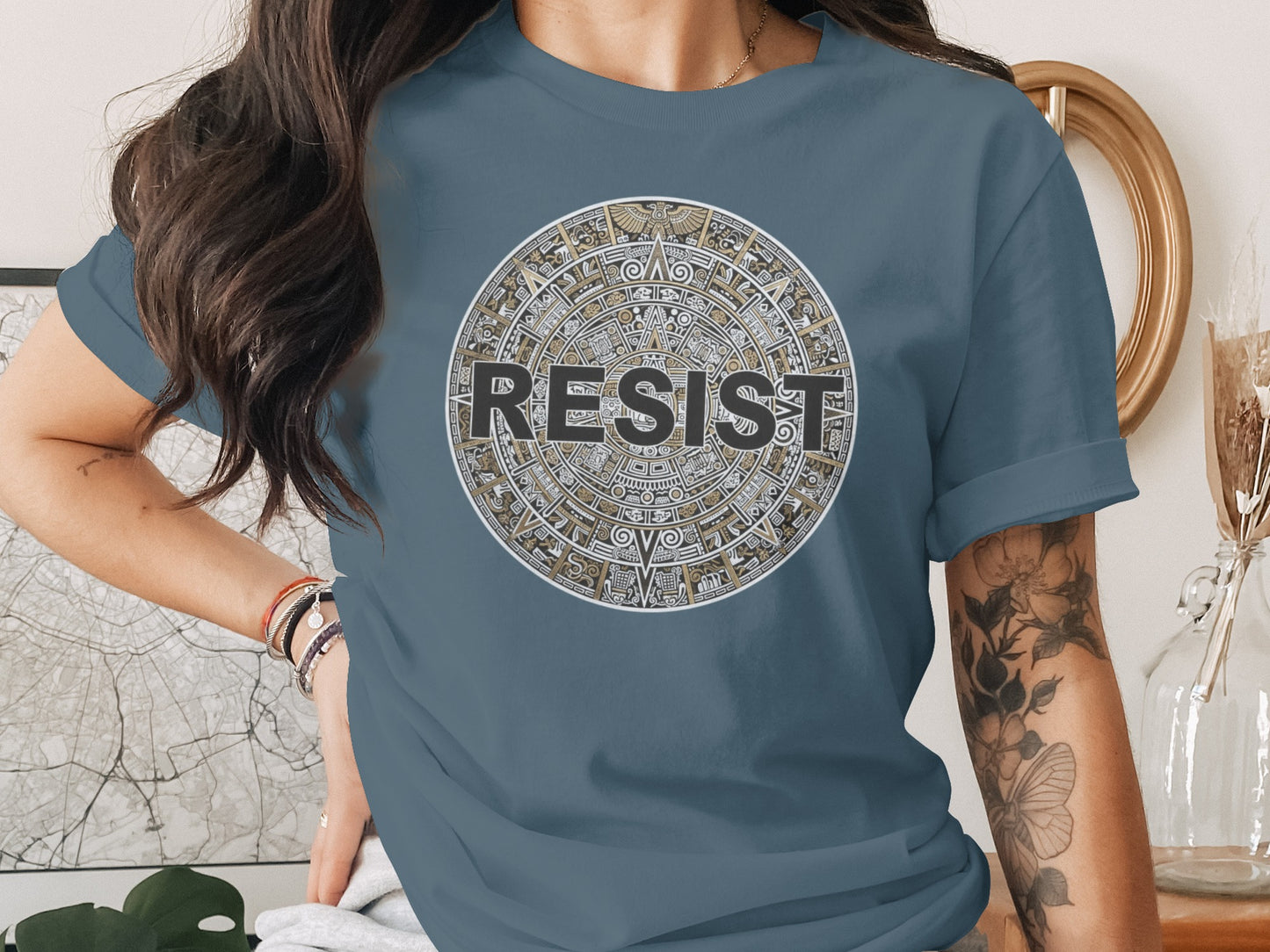 Blue Tee Featuring Resist Design Graphic T-Shirt product
