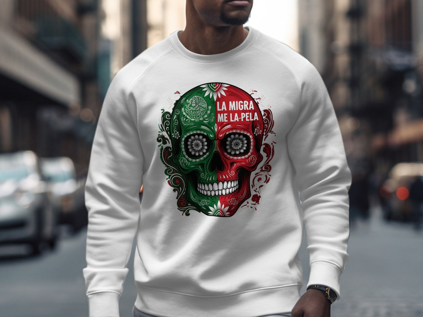 La Migra Me La Pela Skull Graphic Sweatshirt product type