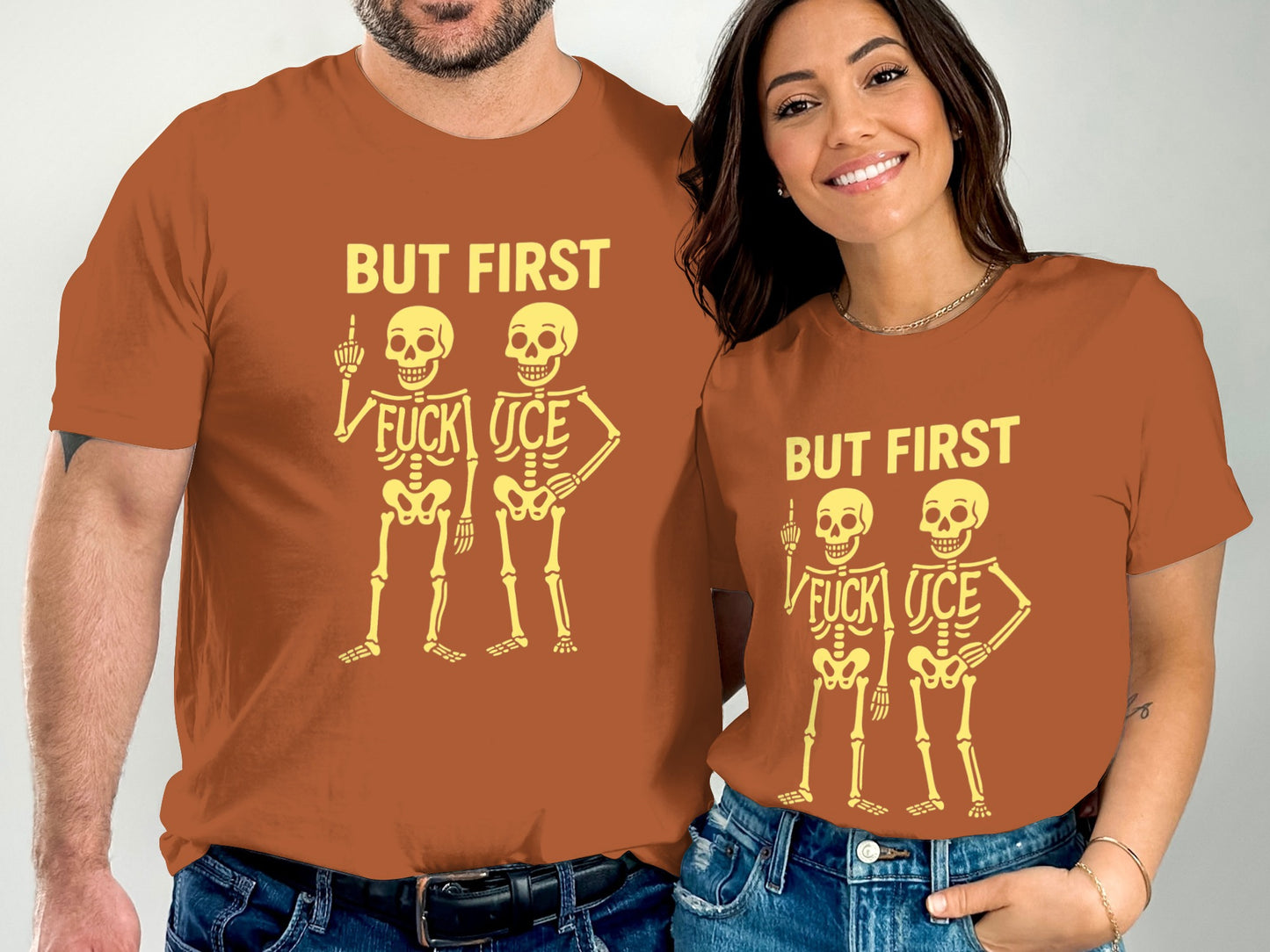 Halloween But First Skeleton Design T-shirt product type