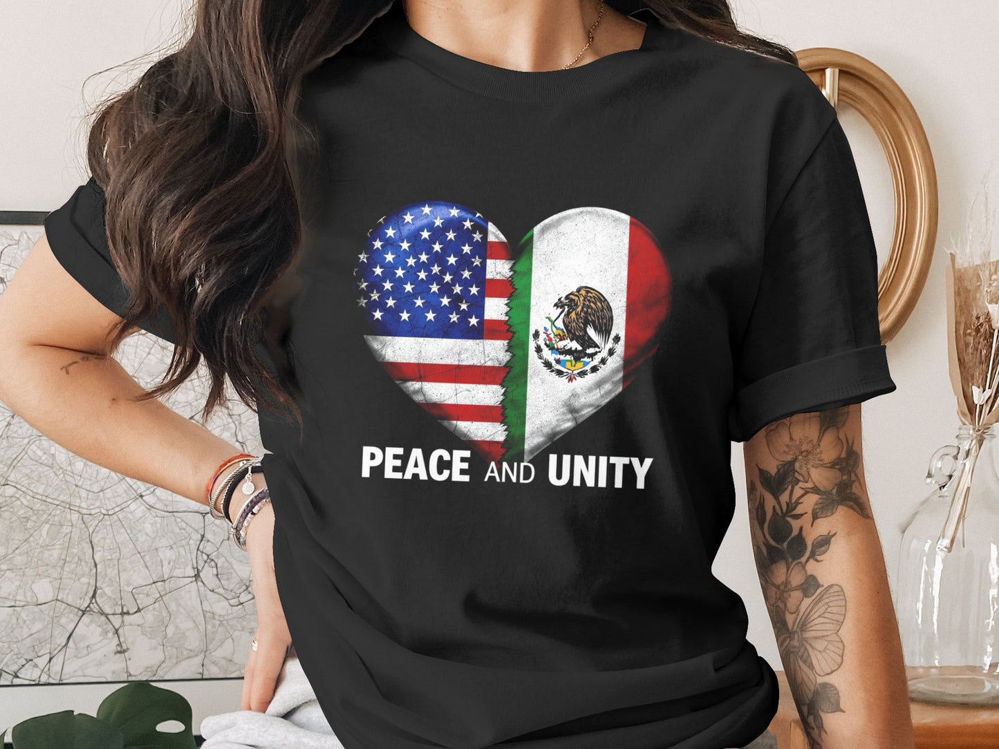 Peace and Unity Heart Flag Graphic T-Shirt product type