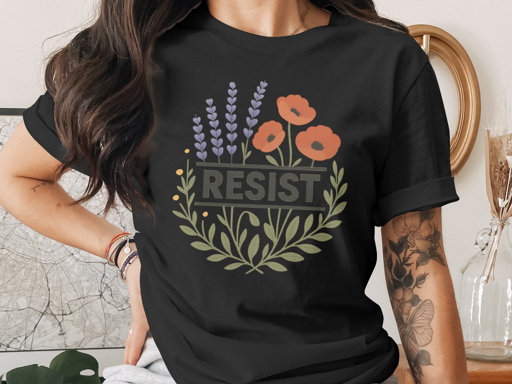 Resist Lavender Poppies Graphic Tee Shirt product type